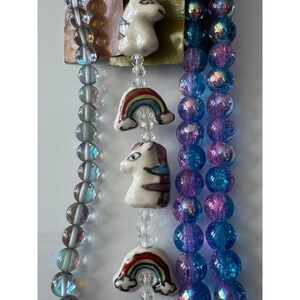 Bead Landing Glass Beads Bundle Unicorn Rainbow Iridescent Blue Purple 3 Strands